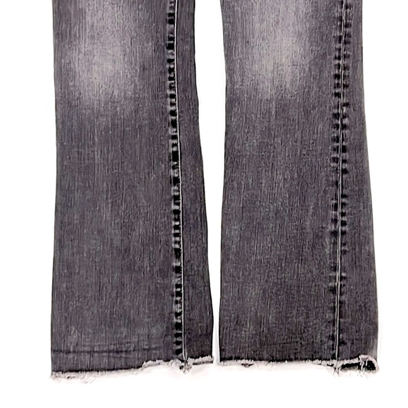 Free People Gray Cropped Frayed Hemline Straight Leg Jean - Picture 3 of 9